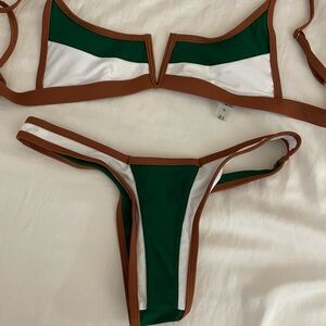 Green and White Women's Bikini Set